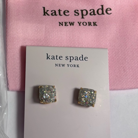 kate spade Jewelry - Kate Spade New York Glitter Cushion Cut Gold Earrings New with Tags NWT